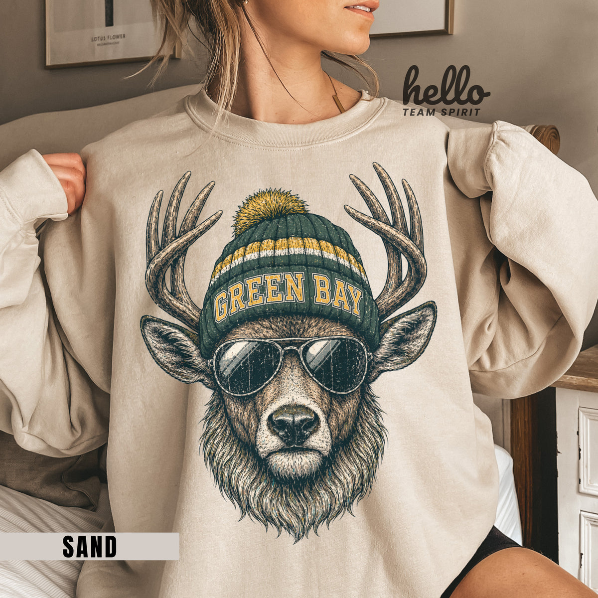 Green Bay Retro Woodland Football Graphic Sweatshirt
