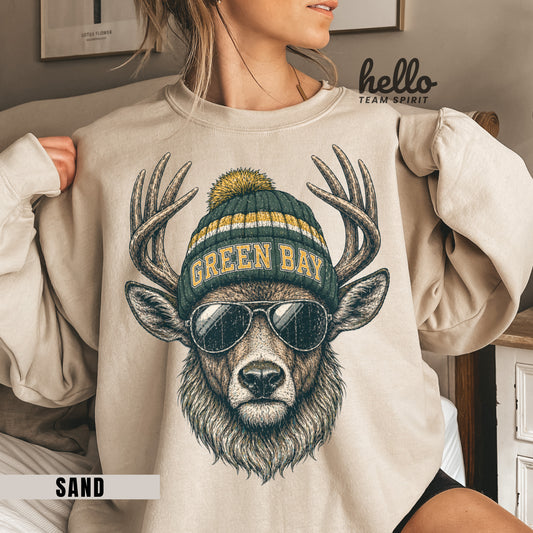 Green Bay Retro Woodland Football Graphic Sweatshirt