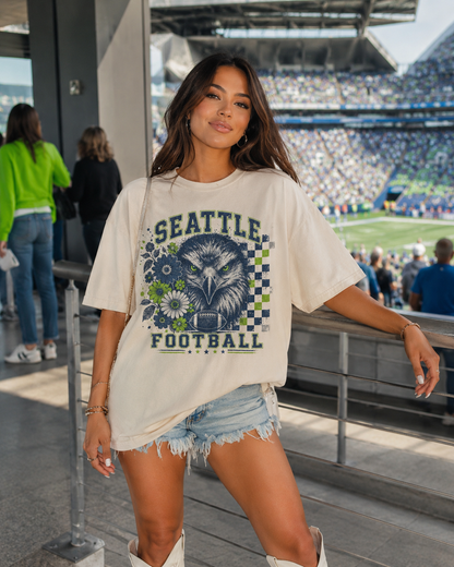 Seattle Checkered Football Graphic T-shirt