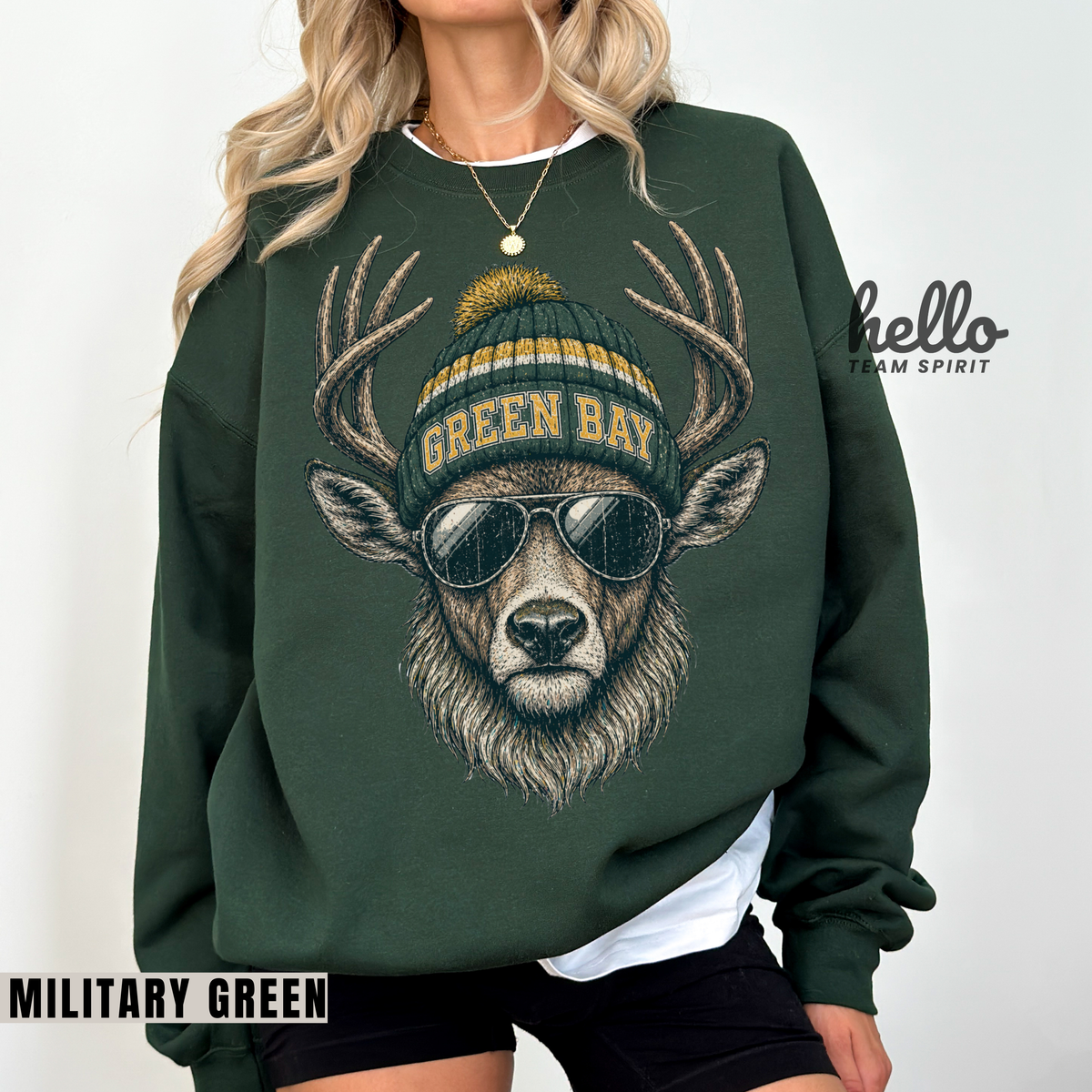 Green Bay Retro Woodland Football Graphic Sweatshirt