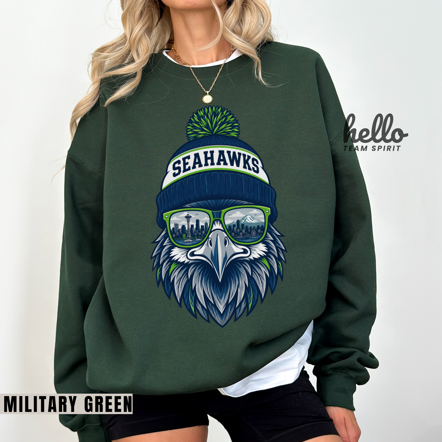 Seattle Vintage Spirit Character Football Graphic Sweatshirt