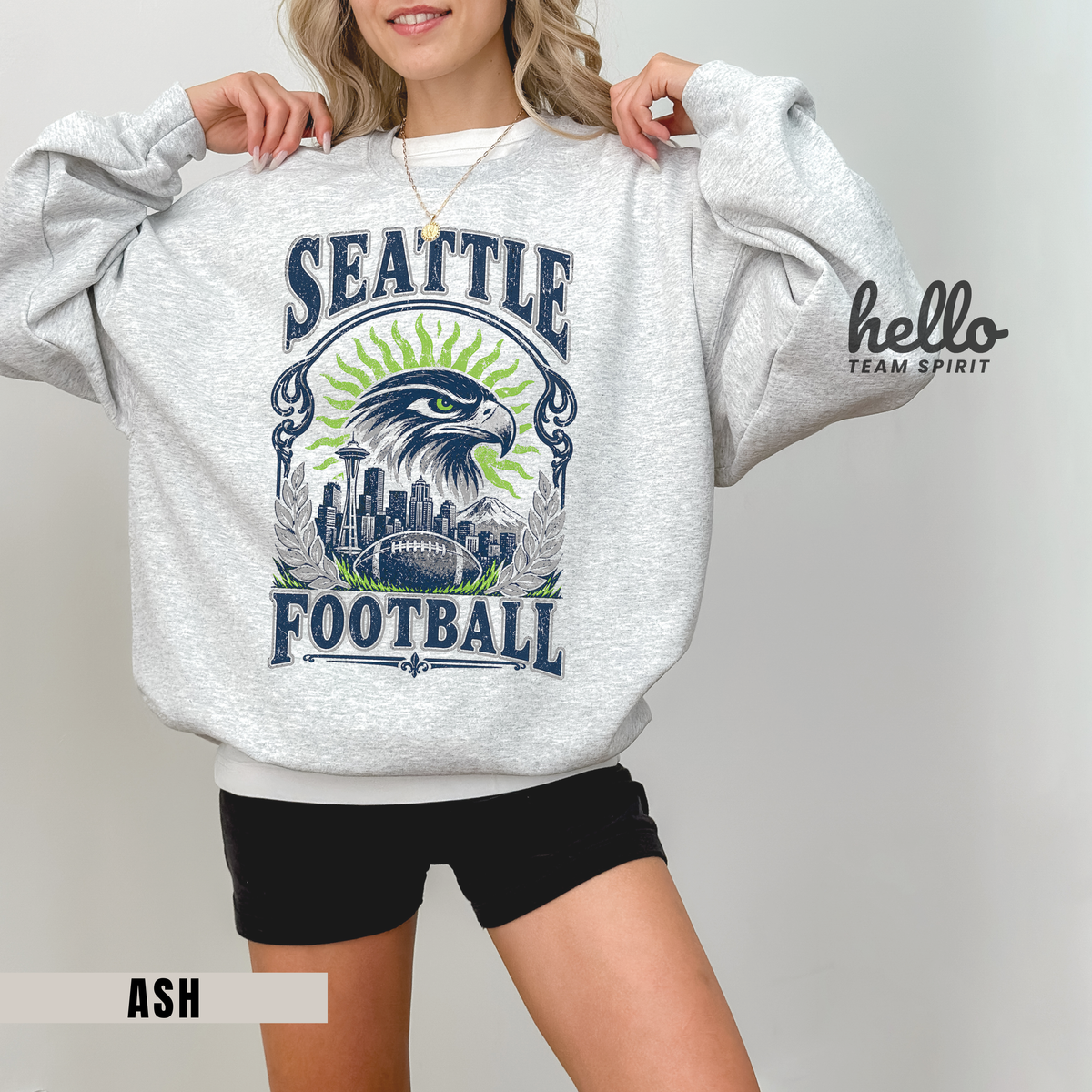 Seattle Retro Spirit Character Football Graphic Sweatshirt