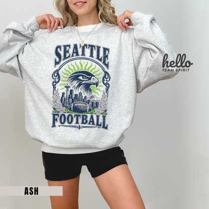 Seattle Retro Spirit Character Football Graphic Sweatshirt