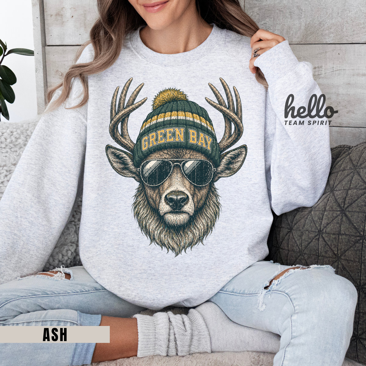 Green Bay Retro Woodland Football Graphic Sweatshirt