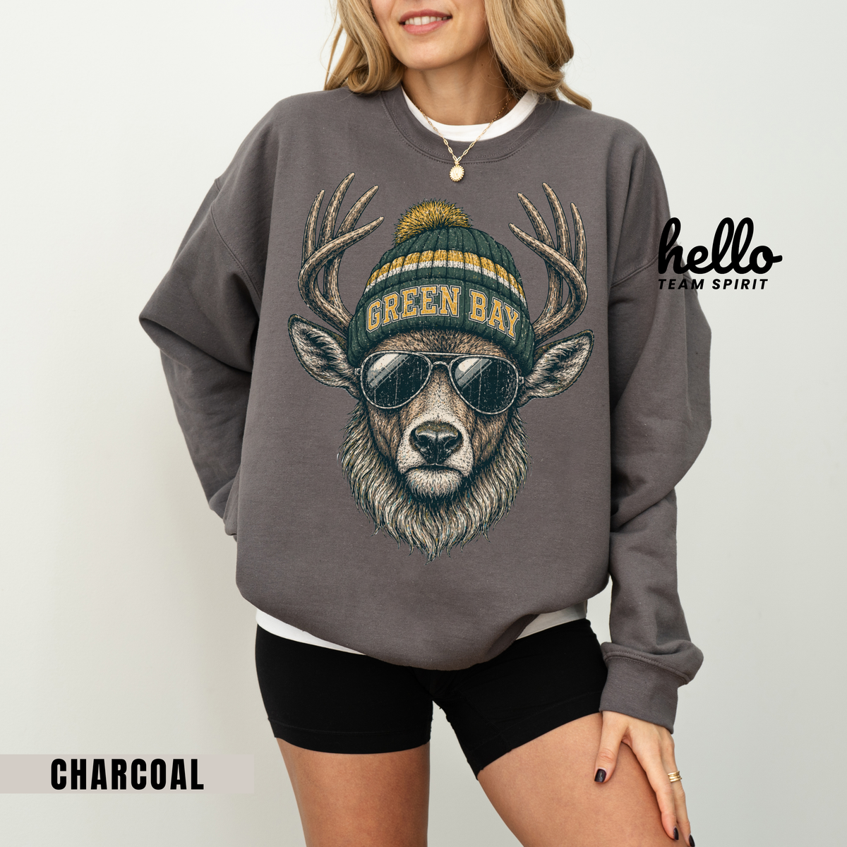Green Bay Retro Woodland Football Graphic Sweatshirt