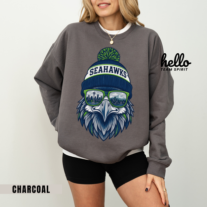 Seattle Vintage Spirit Character Football Graphic Sweatshirt
