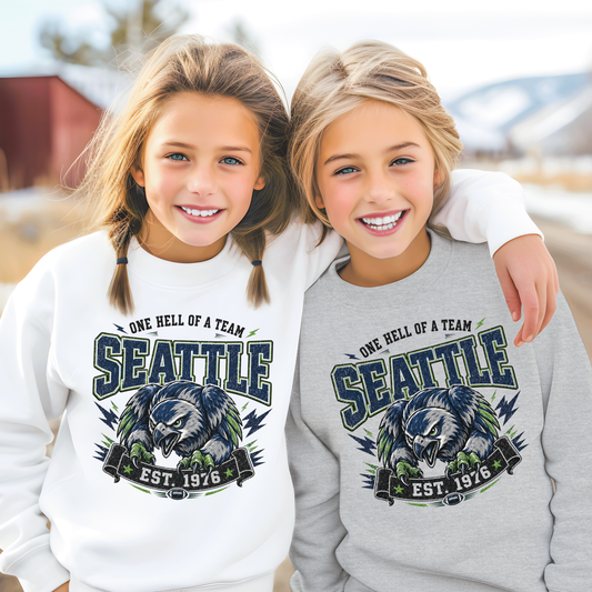 Seattle Checkered Football Graphic Youth Sweatshirt