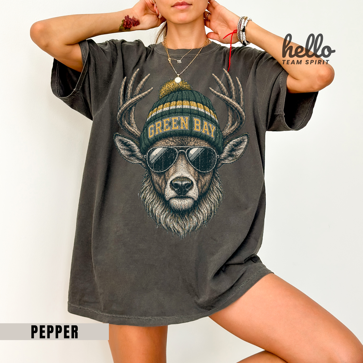 Green Bay Retro Woodland Football Graphic T-shirt