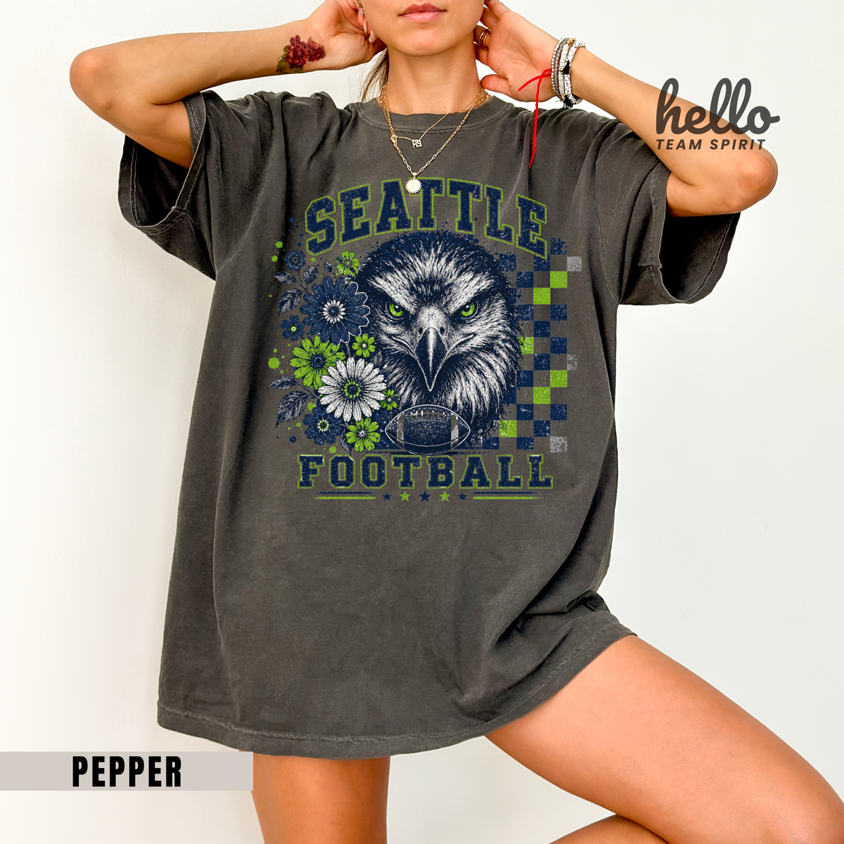 Seattle Checkered Football Graphic T-shirt