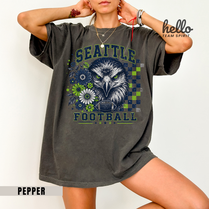 Seattle Checkered Football Graphic T-shirt