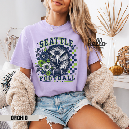 Seattle Checkered Football Graphic T-shirt