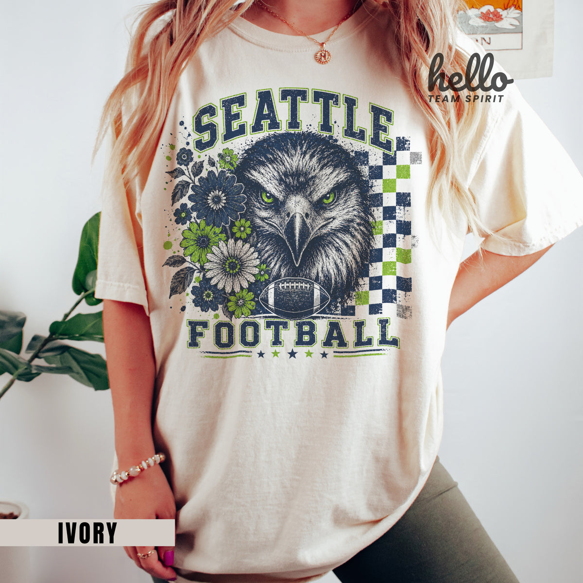 Seattle Checkered Football Graphic T-shirt