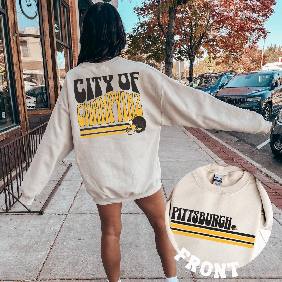 Pittsburgh Football Sweatshirt, Trendy Pittsburgh Fan Shirts, Pittsburgh Football Crewneck, Pittsburgh Hoodie Black and Yellow