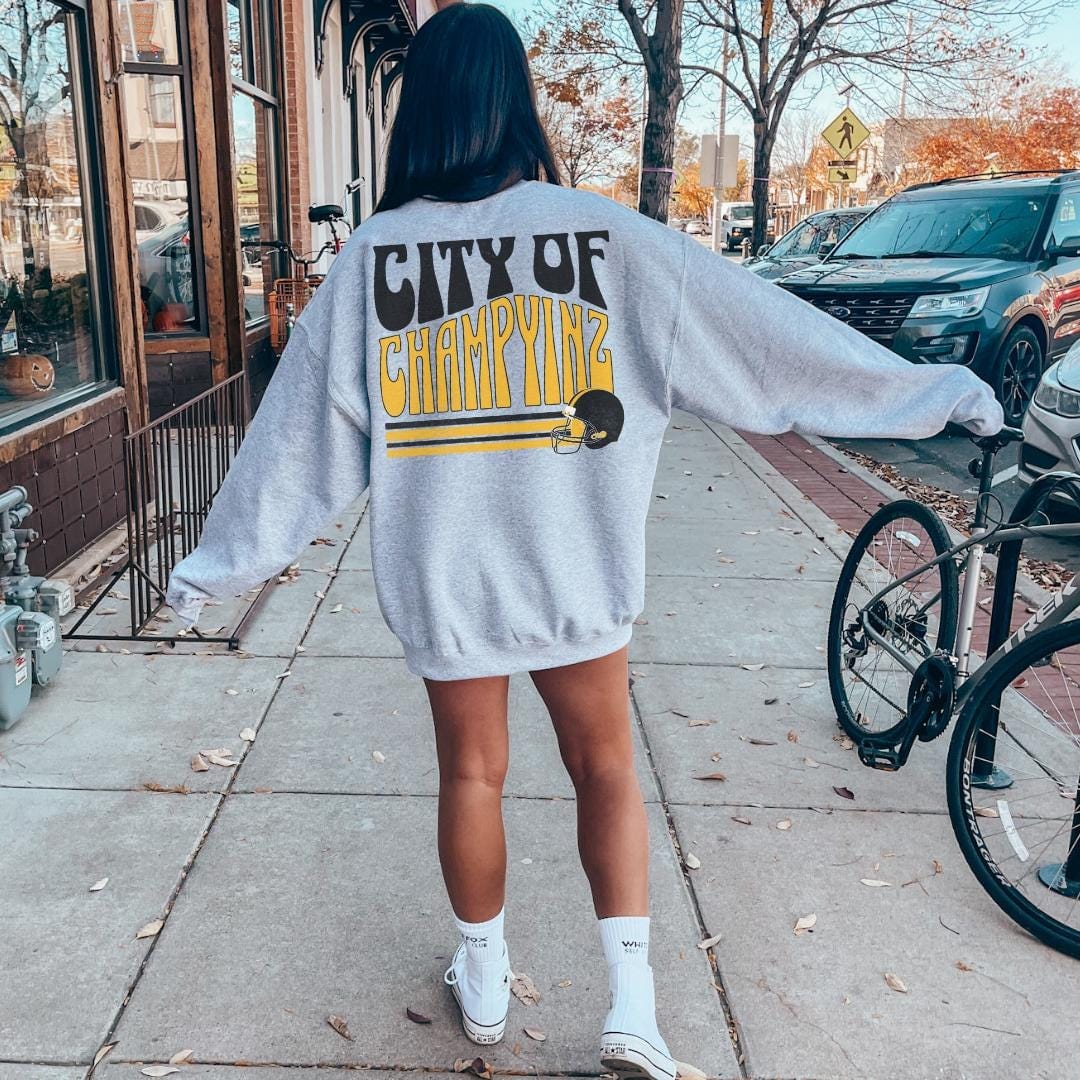 Pittsburgh Football Sweatshirt, Trendy Pittsburgh Fan Shirts, Pittsburgh Football Crewneck, Pittsburgh Hoodie Black and Yellow