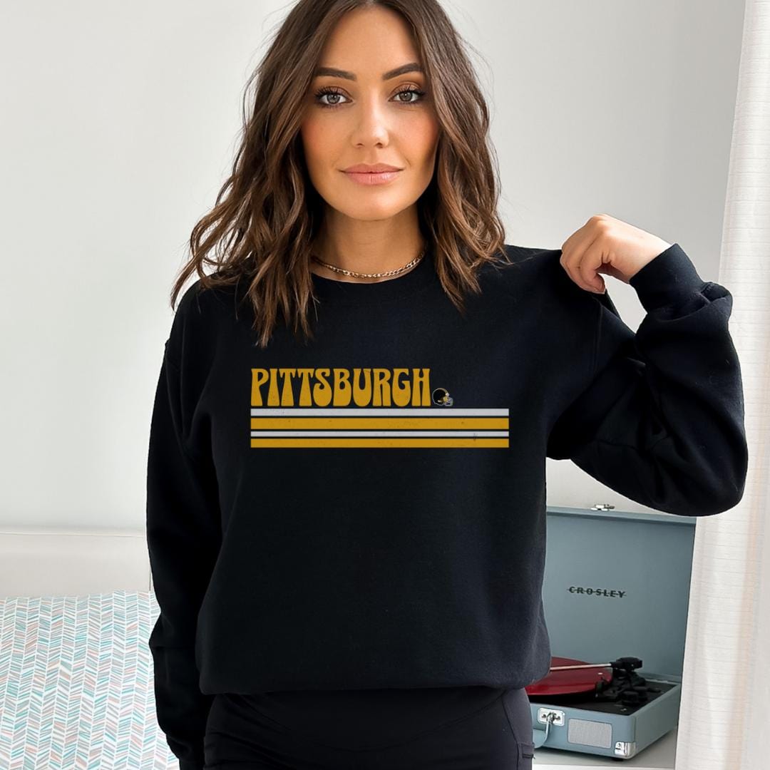 Pittsburgh Football Sweatshirt, Trendy Pittsburgh Fan Shirts, Pittsburgh Football Crewneck, Pittsburgh Hoodie Black and Yellow