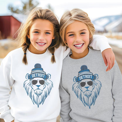 Detroit Football Youth Sweatshirt, Detroit Football Tee, Teen Lion Mascot Shirt, Detroit Football Shirt, Detroit Sweater, Sunday Game Day