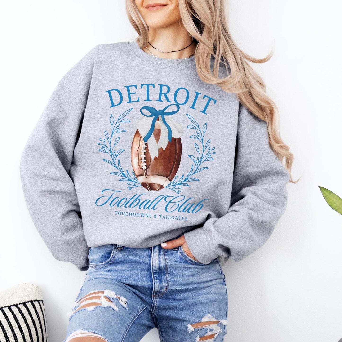 Detroit Football Comfort Colors Coquette Bow T-Shirt, Detroit Football Tee, Detroit Football Shirt,Detroit Sweater,Sunday Football