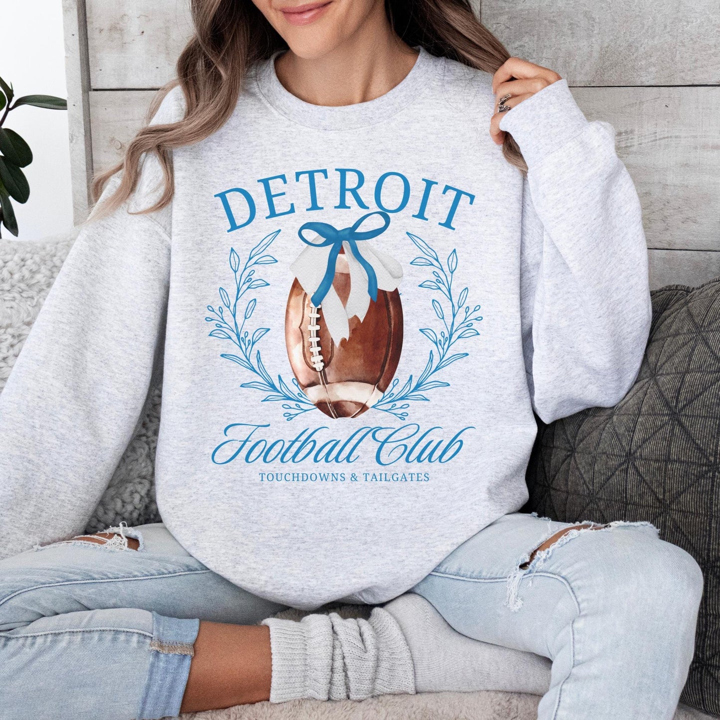 Detroit Football Comfort Colors Coquette Bow T-Shirt, Detroit Football Tee, Detroit Football Shirt,Detroit Sweater,Sunday Football