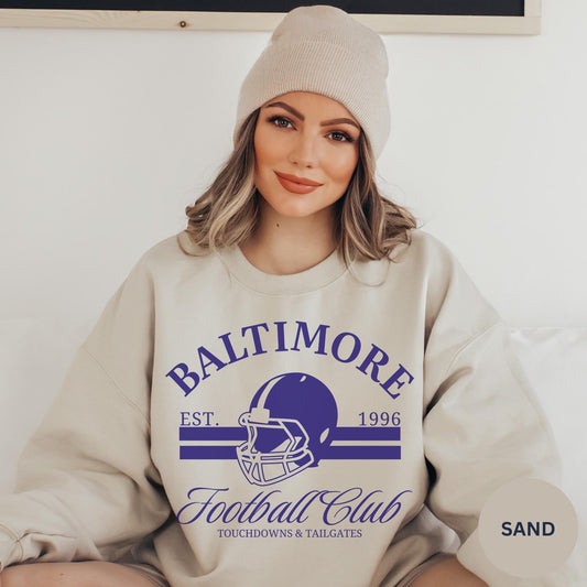 Vintage Baltimore Football Sweatshirt, Baltimore Maryland Crewneck, Game Day Pullover, Football Sunday Shirt, Baltimore Fan Sweater