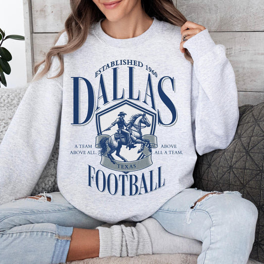 Vintage Dallas Football Sweatshirt, Retro Dallas Texas Crewneck, Game Day Pullover, Football Sunday Shirt, Dallas Fan Gift
