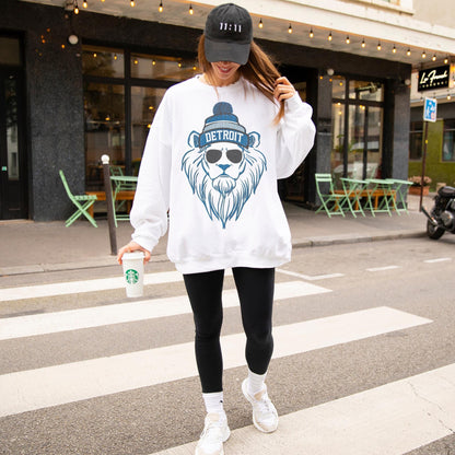 Detroit Football Crewneck Sweatshirt, Unisex Detroit Sweatshirt, Lion Mascot Shirt, Trendy Game Day Gift, Detroit Football Fan