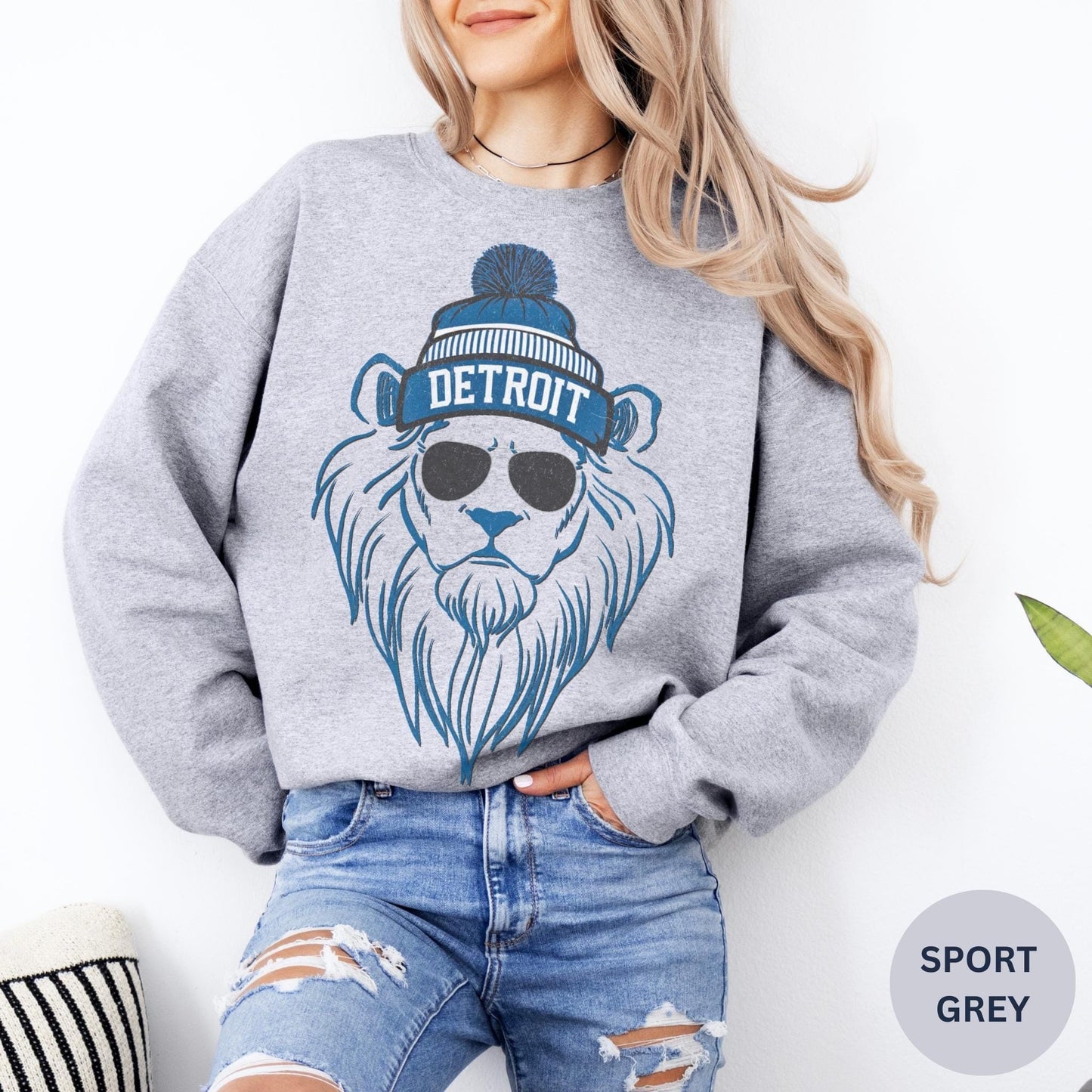 Detroit Football Crewneck Sweatshirt, Unisex Detroit Sweatshirt, Lion Mascot Shirt, Trendy Game Day Gift, Detroit Football Fan