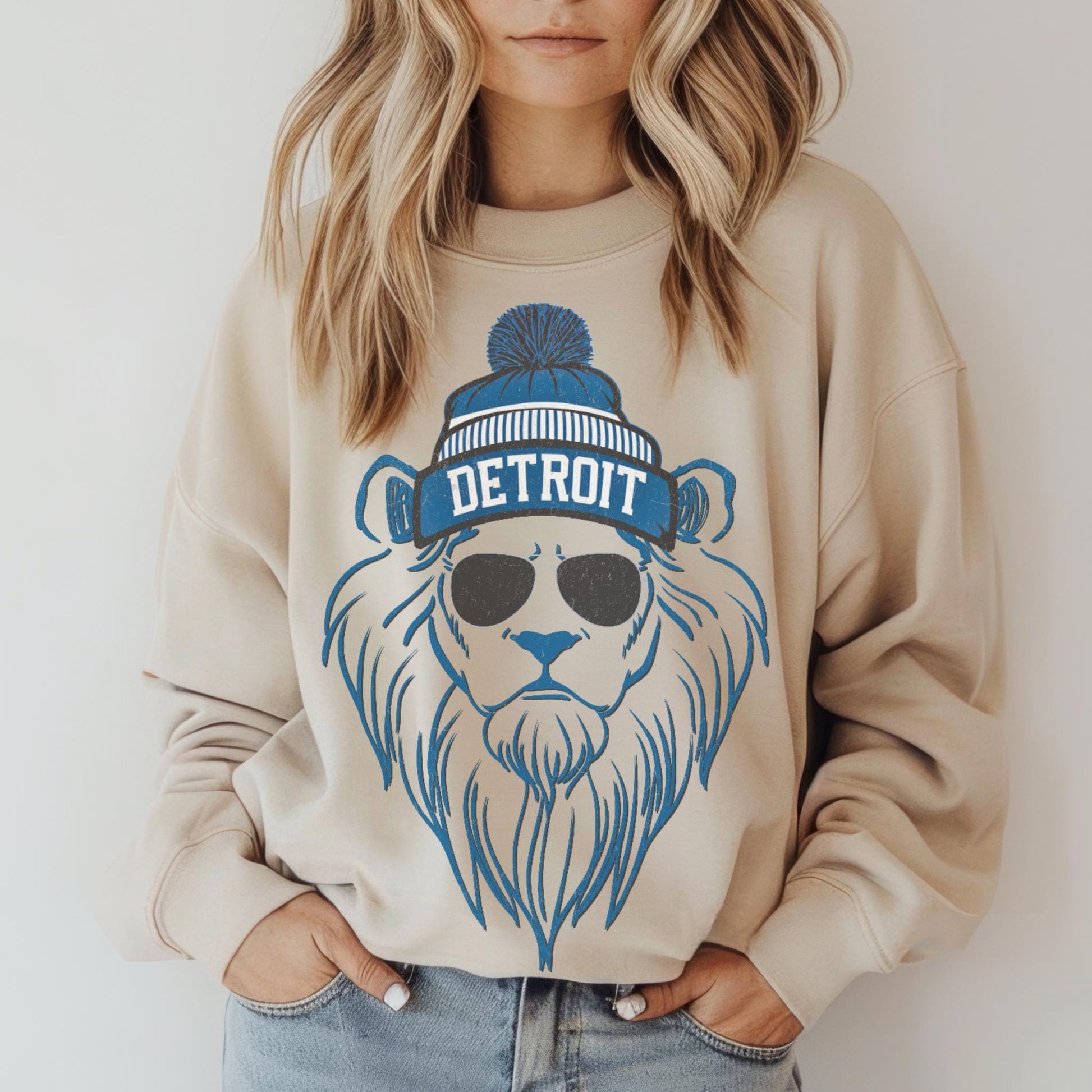Detroit Football Crewneck Sweatshirt, Unisex Detroit Sweatshirt, Lion Mascot Shirt, Trendy Game Day Gift, Detroit Football Fan