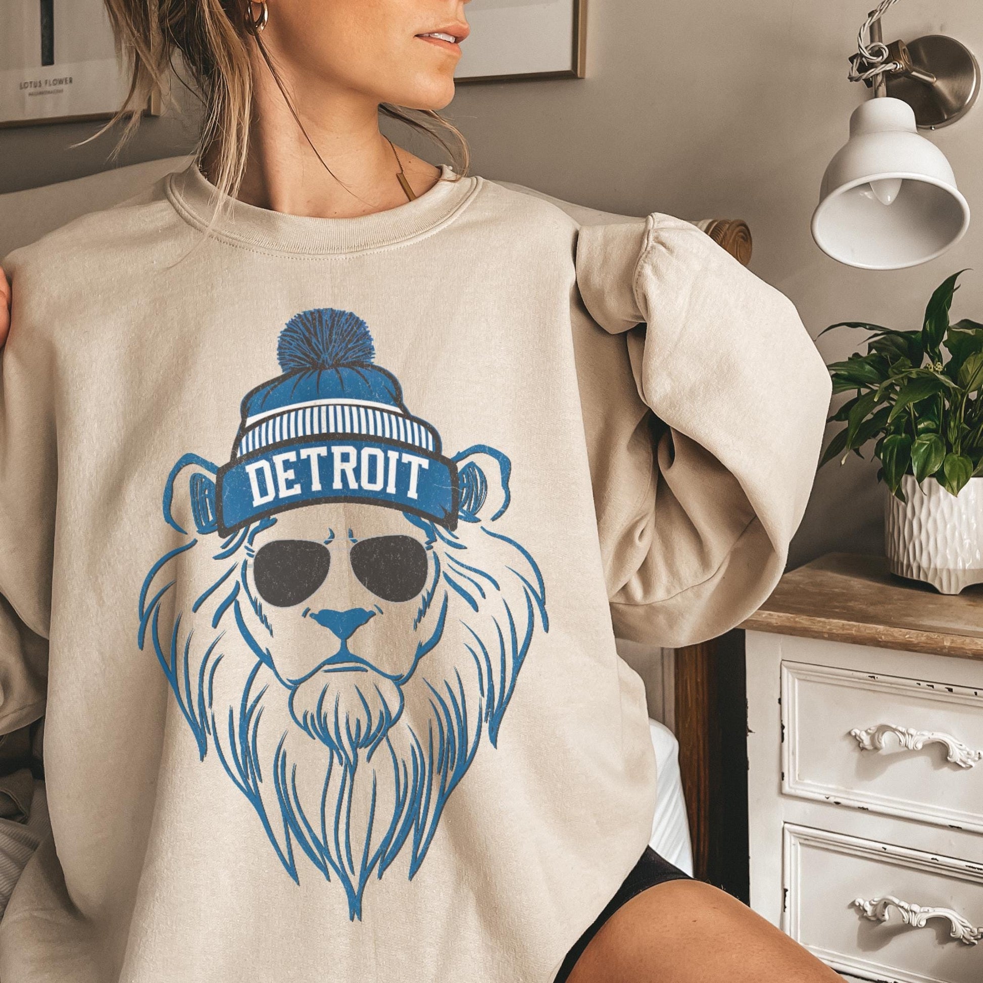Detroit Football Crewneck Sweatshirt, Unisex Detroit Sweatshirt, Lion Mascot Shirt, Trendy Game Day Gift, Detroit Football Fan