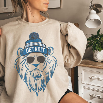 Detroit Football Crewneck Sweatshirt, Unisex Detroit Sweatshirt, Lion Mascot Shirt, Trendy Game Day Gift, Detroit Football Fan