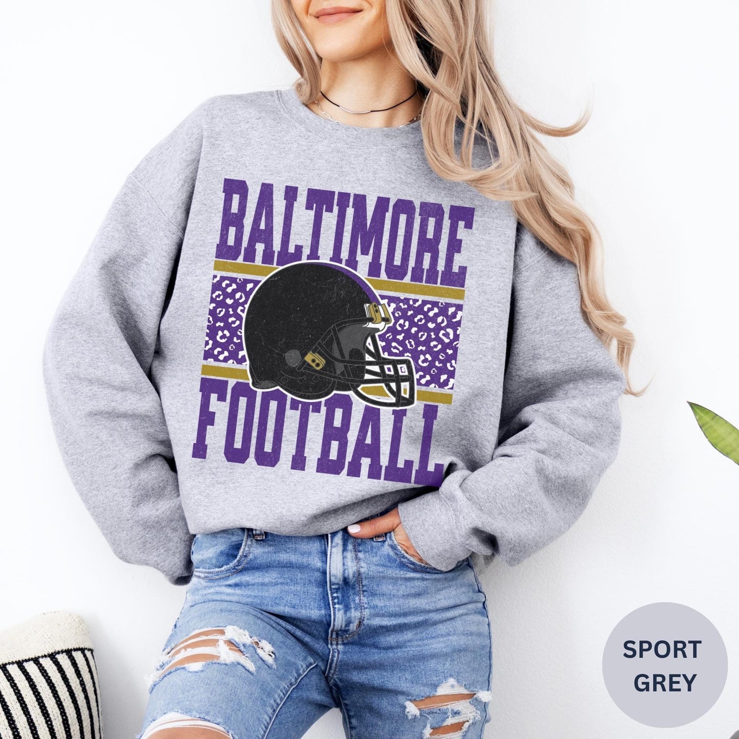 Vintage Baltimore Football Sweatshirt, Baltimore Maryland Crewneck, Game Day Pullover, Football Sunday Shirt, Baltimore Fan Sweater