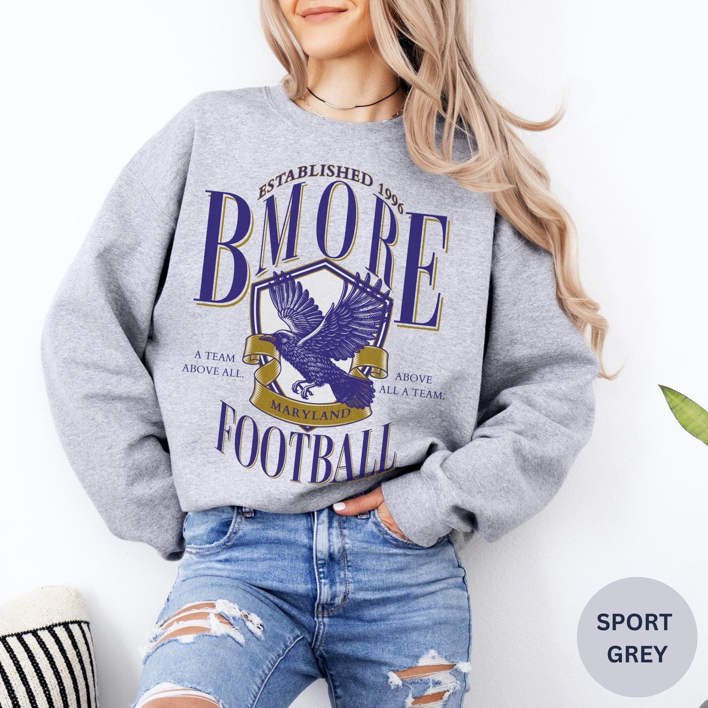 Vintage Baltimore Football Sweatshirt, Baltimore Maryland Crewneck, Game Day Pullover, Football Sunday Shirt, Baltimore Fan Sweater