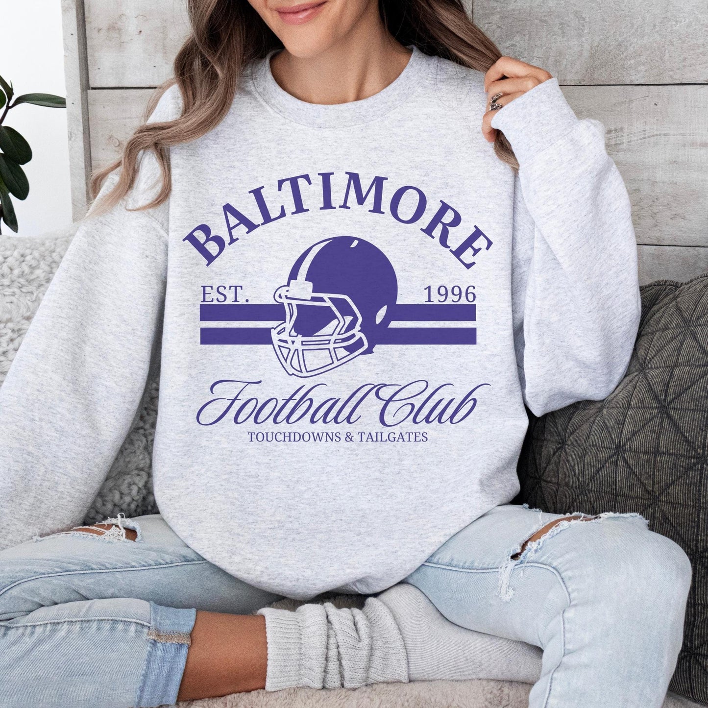 Vintage Baltimore Football Sweatshirt, Baltimore Maryland Crewneck, Game Day Pullover, Football Sunday Shirt, Baltimore Fan Sweater