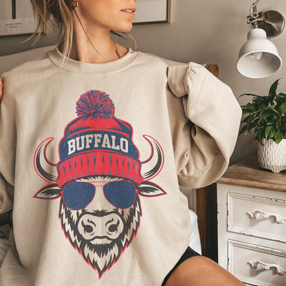 Vintage Buffalo Football Sweatshirt, Buffalo Fan Crewneck, Game Day Pullover, Buffalo Football Fan Shirt, New York Sweatshirt