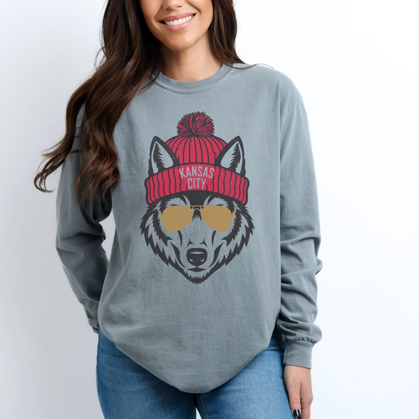 Kansas City Wolf Comfort Colors Long Sleeve T-Shirt