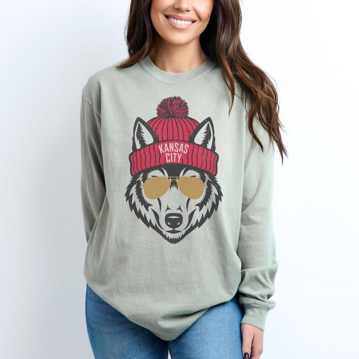Kansas City Wolf Comfort Colors Long Sleeve T-Shirt
