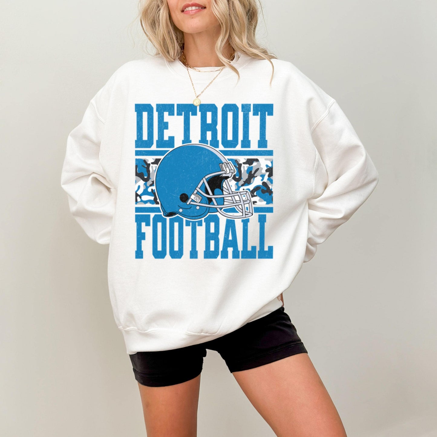 Detroit Football Crewneck Sweatshirt, Vintage Sports Fan Apparel, Trendy Game Day Gift, Unisex Detroit Sweatshirt, Detroit Football Fan