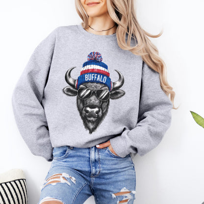 Buffalo Football Crewneck Sweatshirt, Vintage Fan Gifts for Game Day, Trendy Sports Apparel, Unisex Buffalo Sweatshirt, Football Fan Gear