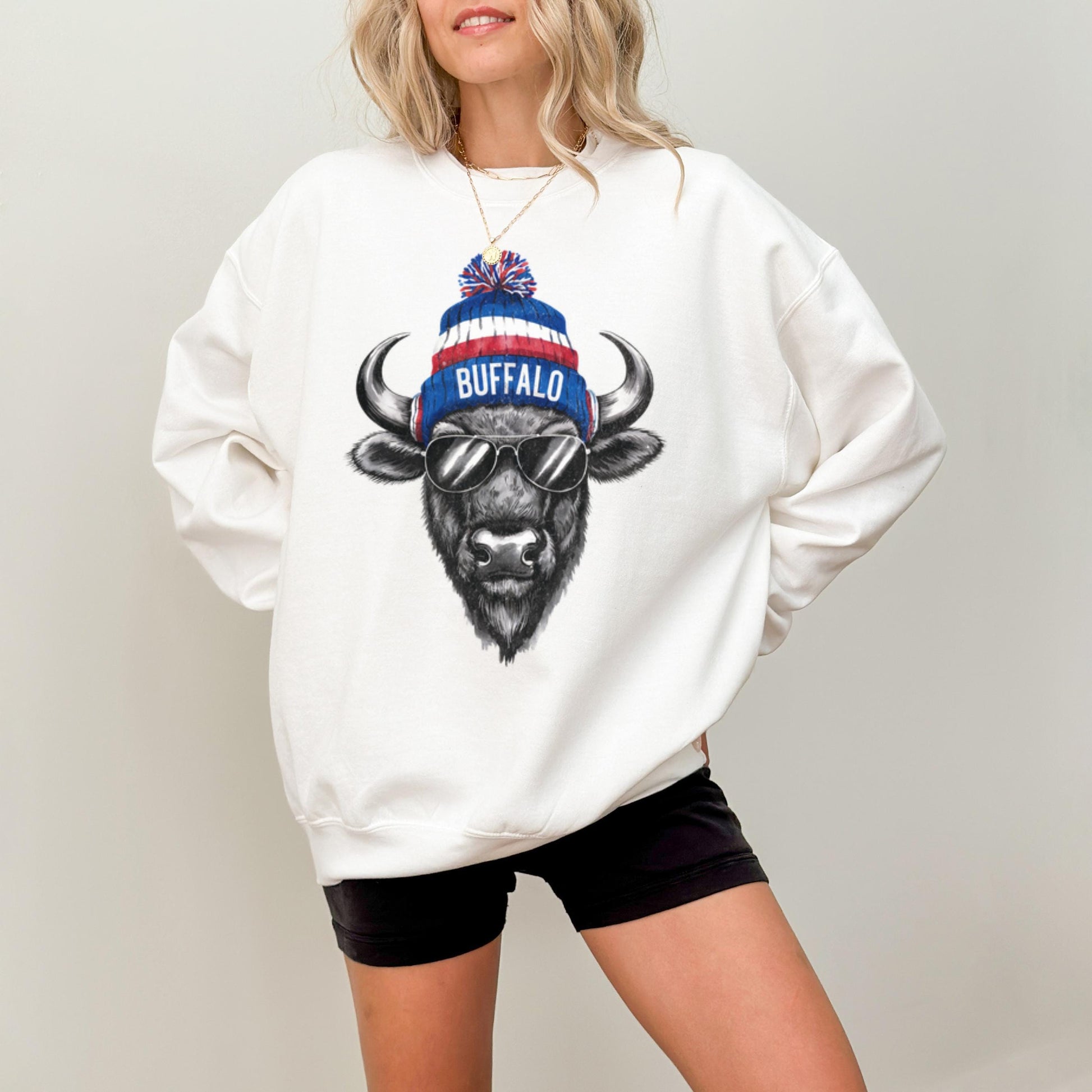 Buffalo Football Crewneck Sweatshirt, Vintage Fan Gifts for Game Day, Trendy Sports Apparel, Unisex Buffalo Sweatshirt, Football Fan Gear