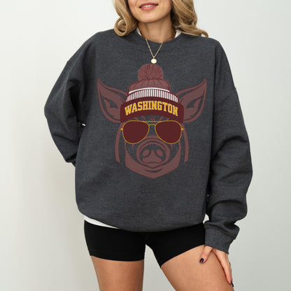 Vintage Washington Football Sweatshirt, Trendy Crewneck Pullover for Game Day Fans, Unisex Heavy Blend Sweatshirt, Washington Football