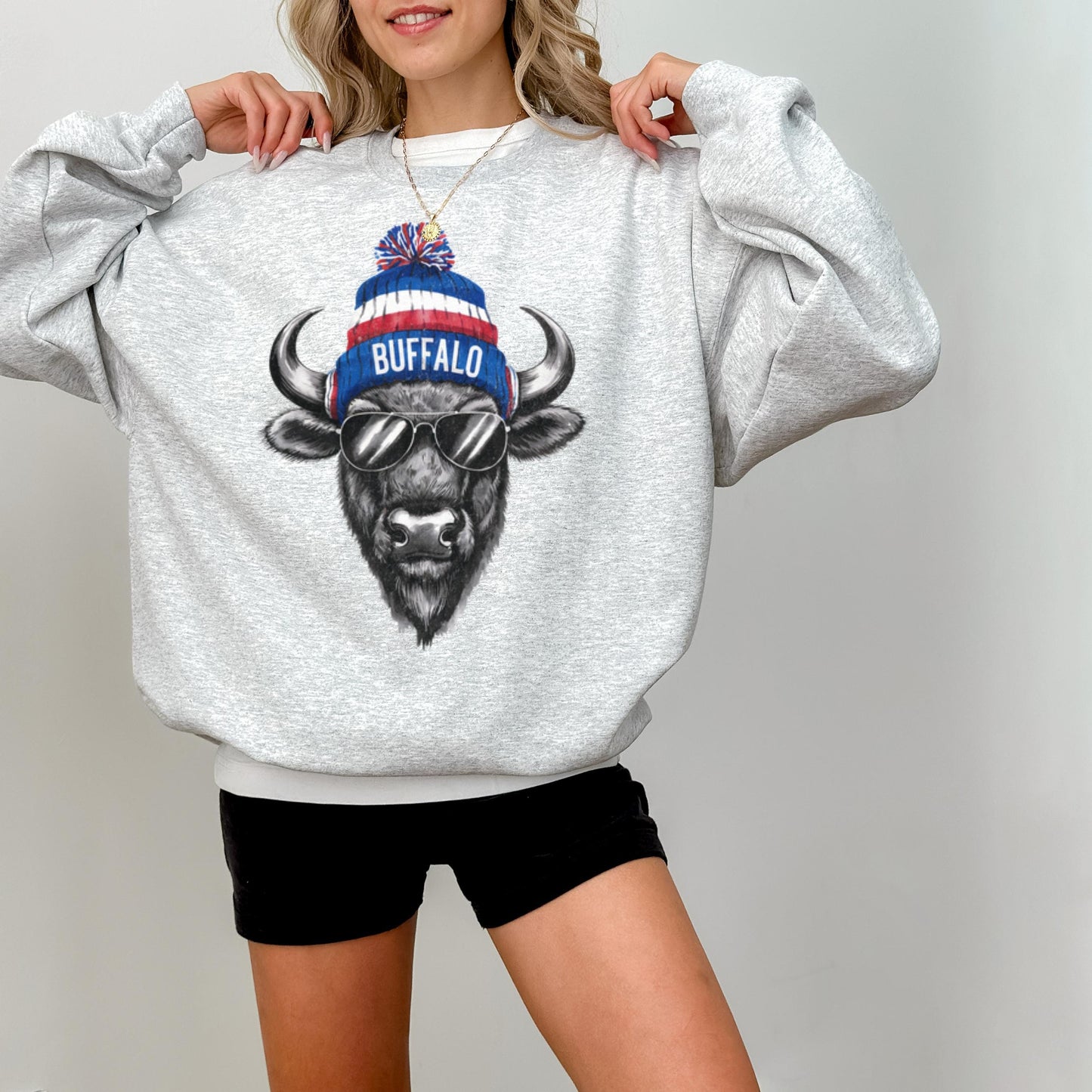 Buffalo Football Crewneck Sweatshirt, Vintage Fan Gifts for Game Day, Trendy Sports Apparel, Unisex Buffalo Sweatshirt, Football Fan Gear