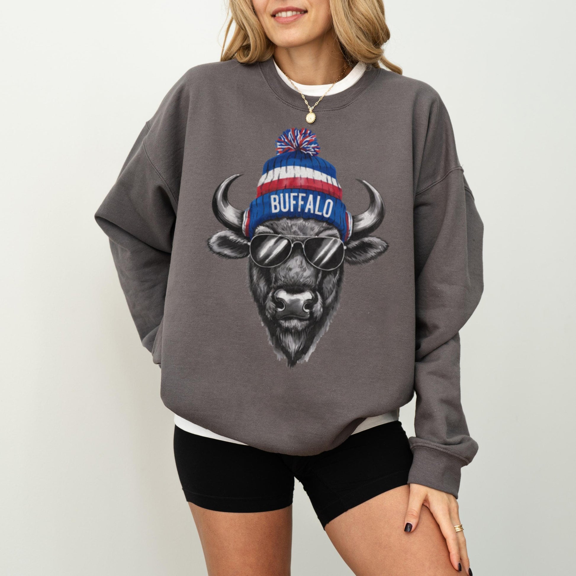 Buffalo Football Crewneck Sweatshirt, Vintage Fan Gifts for Game Day, Trendy Sports Apparel, Unisex Buffalo Sweatshirt, Football Fan Gear