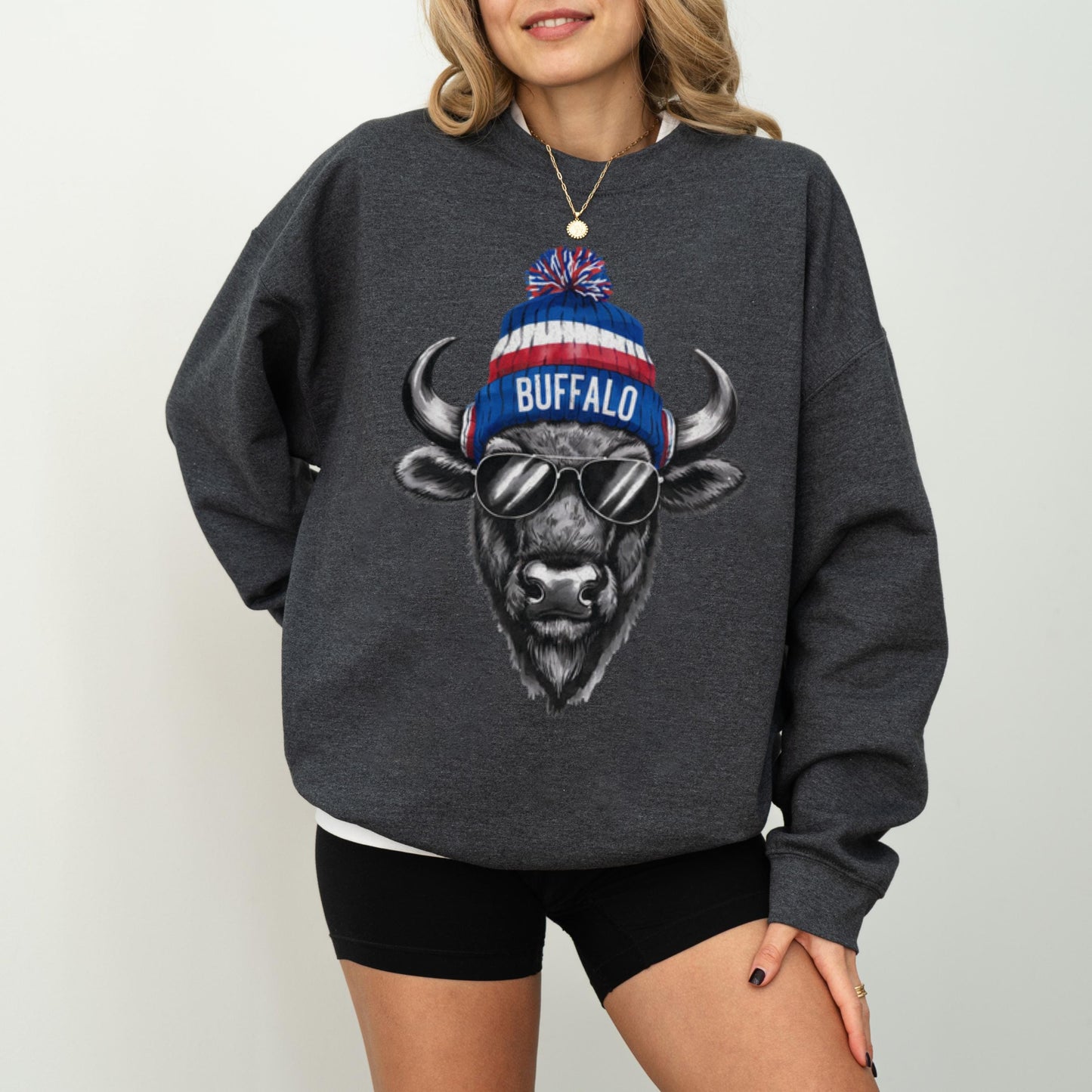 Buffalo Football Crewneck Sweatshirt, Vintage Fan Gifts for Game Day, Trendy Sports Apparel, Unisex Buffalo Sweatshirt, Football Fan Gear