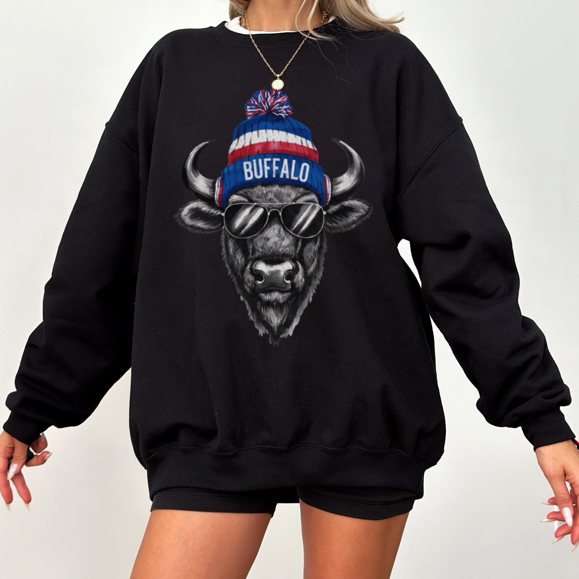 Buffalo Football Crewneck Sweatshirt, Vintage Fan Gifts for Game Day, Trendy Sports Apparel, Unisex Buffalo Sweatshirt, Football Fan Gear