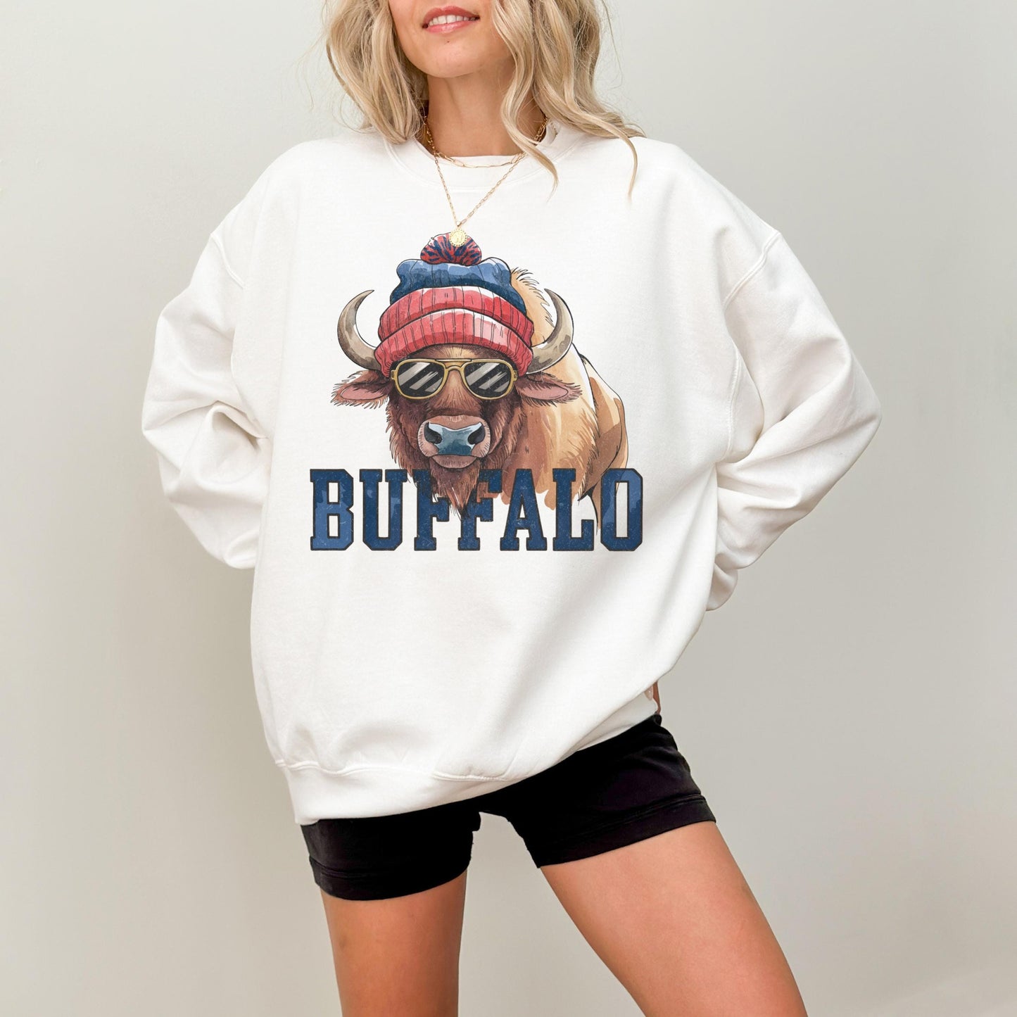 Buffalo Football Crewneck Sweatshirt, Vintage Fan Gifts for Game Day, Trendy Sports Apparel, Unisex Buffalo Sweatshirt, Football Fan Gear