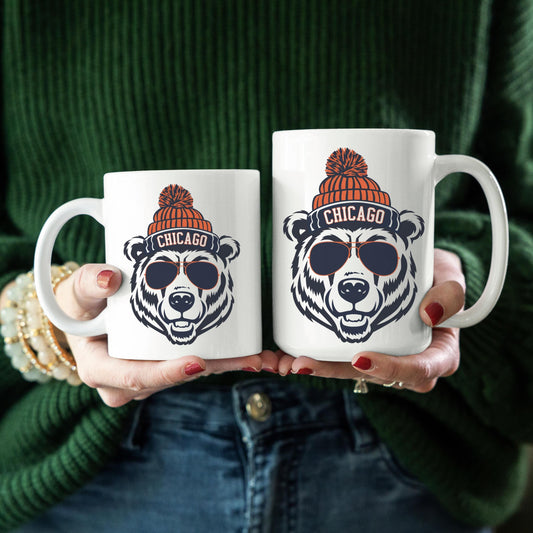 Chicago Football Mug, Trendy Chicago Football Fan Gifts, Chicago Football Game Day Mug, Chicago Coffee Mug