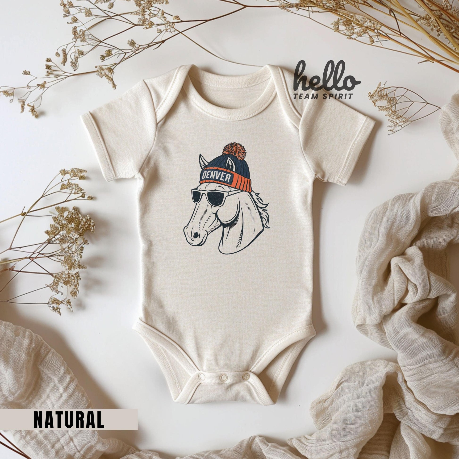 Denver Football Baby Bodysuit - Retro Broncos Football Toddler Shirt