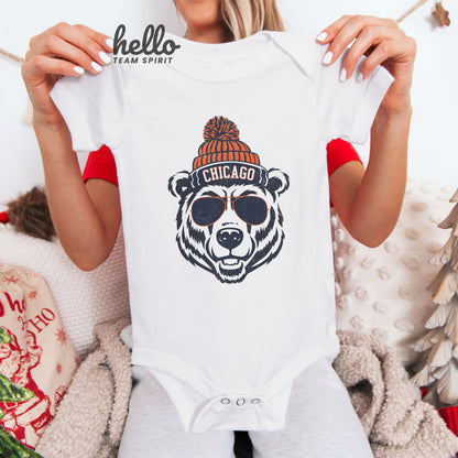 Cute Chicago Onesie, Football Toddler Bear Shirt, Kid Game Day T-Shirt, Funny Chicago Tee, Infant Bear Bodysuit, Football Baby Bear Apparel