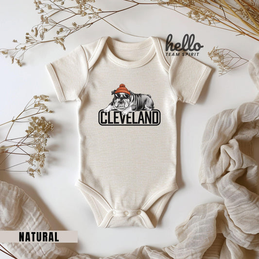 Cleveland Football Baby Bodysuit | Baby Cleveland | Baby CLE | Baby Brown and Orange | Unique Ohio Gift | Baby Shower | Birth Announcement