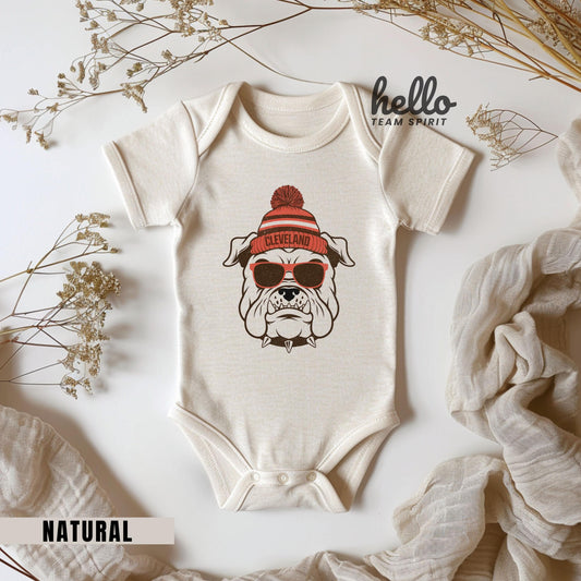 Cleveland Football Baby Bodysuit | Baby Cleveland | Baby CLE | Baby Brown and Orange | Unique Ohio Gift | Baby Shower | Birth Announcement