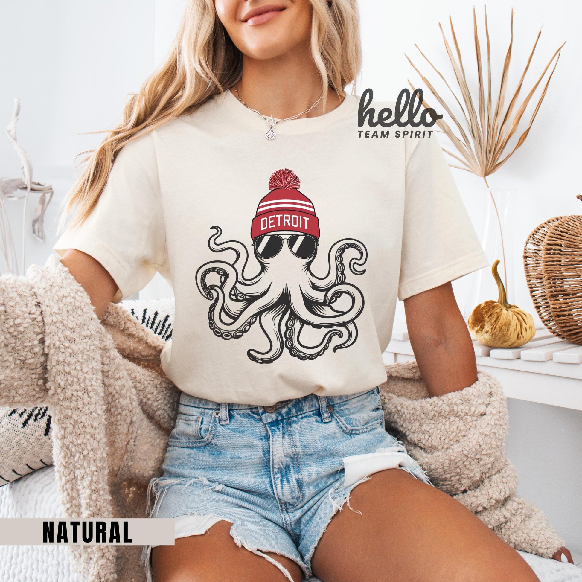 Infant Detroit Hockey Onesie Shirt Octopus Mascot Detroit Hockey Red Mommy and Me Shirt Matching Family Detroit Apparel Detroit Octopus